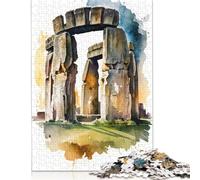 1000 Piece Watercolor Stonehenge Jigsaw Puzzle for Adult Teenagers Paper Jigsaw Puzzles Educational Game Challenge Toy Birthday Gifts 1000pcs (38x26cm)