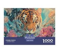 1000 Piece Watercolor Tiger Jigsaw Square Puzzle for Adults & Wooden Puzzles Educational Game Challenge Toy 1000pcs (75x50cm)