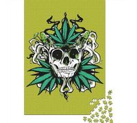 1000 Piece Weed Mushroom Skull Jigsaw Puzzle for Adult Teenagers Wooden Puzzle Christmas Eve Gifts 1000pcs (38x26cm)