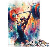 1000 Piece Weightlifting Watercolor Jigsaw Puzzlesfor Adults Wood Puzzles Paper Puzzles for Adults& Teenagers Age 12 Years Up 1000pcs (75x50cm)
