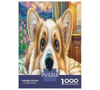 1000 Piece Welsh Corgi Jigsaw Puzzles Great Gift for Adults Family Challenging Toys Home Decors Cute Pet Dog Jigsaw Puzzle for Women Men Adult 38x26cm/1000pcs