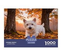 1000 Piece West Highland White Terrier Jigsaw Puzzle for Adults - A Mindful Challenge, Family Game, Autumn Leaf Puzzles, Home Decoration Unique Gift 52x38cm/1000pcs