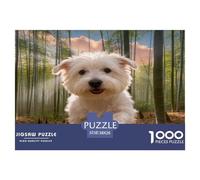 1000 Piece West Highland White Terrier Jigsaw Puzzle for Adults - A Mindful Challenge, Family Game, Bamboo Forest Puzzles, Home Decoration Gifts 38x26cm/1000pcs