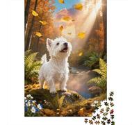 1000 Piece West Highland White Terrier Jigsaw Puzzle for Adults Kids - Cooperative Play & Educational Activity, Autumn Woods Puzzles, Home Decoration Gifts 70x50cm/1000pcs