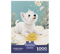 1000 Piece Westie Jigsaw Puzzles for Adults Kids Challenge Toy Family-Friendly Brain Teaser Home Decoration Westie Petals Jigsaws Gifts 70x50cm/1000pcs