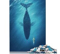 1000 Piece Whale And Kayak Underwater Encounter Square Jigsaw Puzzles for Adults, Paper Puzzles Learning Educational Toy 38x26cm/1000pcs