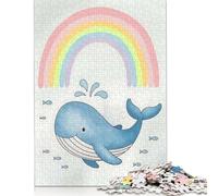 1000 Piece Whale, Fish And Rainbow Creative Square Jigsaw Puzzles for Adults & Wooden Puzzles Stress Relief Puzzle Games And Unique 1000pcs (75x50cm)