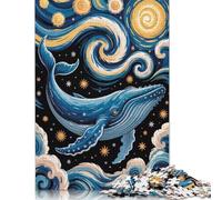 1000 Piece Whale in Starry Night Sky Art Adult Puzzles Paper Puzzles Educational Stress Relief Toy Puzzle 38x26cm/1000pcs
