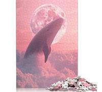 1000 Piece Whale in The Pink Clouds with Moon Puzzles for Adults Wooden Puzzles Educational Games For Kids 1000pcs (75x50cm)