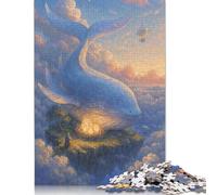 1000 Piece Whale in The Sky with Islands Guarding Glowing Nest Eggs Square Puzzles for Adults, Wooden Puzzles Toy Wall Decor 1000pcs (75x50cm)