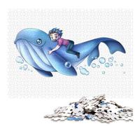 1000 Piece Whale Rider Square Puzzle for Adults, Paper Puzzles Puzzle Hands-on Game 38x26cm/1000pcs