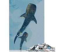 1000 Piece Whale Sharks in Blue Water Puzzles for Adults Wooden Puzzles Educational Game for Children As A 1000pcs (75x50cm)