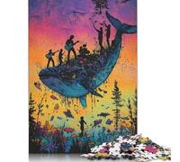 1000 Piece Whale Symphony Square Puzzle for Adults, Paper Puzzles Puzzle Hands-on Game 38x26cm/1000pcs