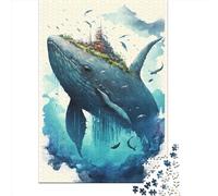 1000 Piece Whale Watercolor Painting Paper Jigsaw Puzzles Adults Teens Jigsaw Large Puzzle Toys Educational Intellectual Decompressing Fun Family Game 1000pcs (38x26cm)