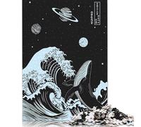 1000 Piece Whale & Wave in Space Square Puzzle for Adults, Paper Puzzles Puzzle Hands-on Game 38x26cm/1000pcs