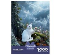 1000 Piece White Cat Jigsaw Puzzle for Adults Kids - Family Game Night & Educational Fun, Misty Tree Trunk Puzzle, Home Decoration Unique Gift 70x50cm/1000pcs
