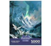 1000 Piece White Crane Jigsaw Puzzle for Adults - Family Game Night & Educational Fun, Snowy Mountain Forest Puzzles, Decoration Unique Gift 38x26cm/1000pcs