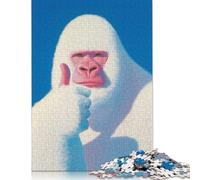 1000 Piece White Gorilla Thumbs Up Square Puzzles for Adults, Wooden Puzzles Family Entertainment Toys 1000pcs (75x50cm)