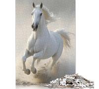 1000 Piece White Horse Running Jigsaw Puzzles for Adult Puzzle Jigsaws for Adults Age 14+ 1000pcs (75x50cm)