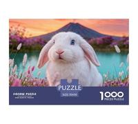 1000 Piece White Rabbit Jigsaw Puzzle for Adults - Challenging Brain Teaser, Wildflower Lake Puzzle, Home Decoration Birthday Gifts 70x50cm/1000pcs