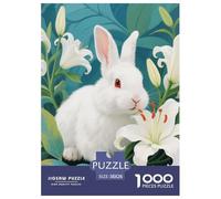 1000 Piece White Rabbit Jigsaw Puzzle for Adults Kids - Family Fun, Educational Games, Lily Flowers Jigsaws, Decoration Birthday Gifts 38x26cm/1000pcs