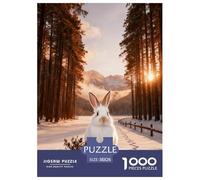 1000 Piece White Rabbit Jigsaw Puzzles for Adults - Family Fun, Family Game, Snowy Woods Jigsaws, Home Decoration Unique Gift 38x26cm/1000pcs