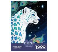 1000 Piece White Snow Leopard Jigsaw Puzzle for Adults - Challenging & Brainteasing, Peacock Feathers Puzzles, Home Decoration Birthday Gifts 70x50cm/1000pcs