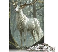 1000 Piece White Stag in Forest Jigsaw Puzzle for Adult Teenagers Christmas Eve Gifts 1000pcs (75x50cm)