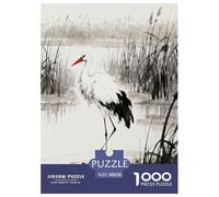 1000 Piece White Stork Jigsaw Puzzle for Adults Kids - Challenging & Brainteasing, Reed Wetland Jigsaws, Home Decoration Unique Gift 38x26cm/1000pcs