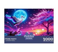 1000 Piece White Stork Jigsaw Puzzle for Adults Kids - Family Fun, Family Happy Game, Pink Flower Tree Jigsaws, Home Decoration Gifts 38x26cm/1000pcs