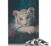 1000 Piece White Tiger Cub Portrait Square Puzzles for Adults, Paper Puzzles Family Entertainment Toys 38x26cm/1000pcs