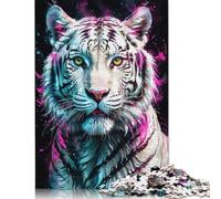 1000 Piece White Tiger with Neon Splashes Puzzles for Adults Wooden Puzzles Educational Game for Children As A 1000pcs (75x50cm)