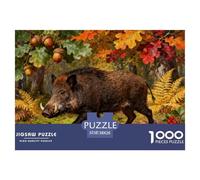 1000 Piece Wild Boar Jigsaw Puzzle for Adults & Kids - Family Fun, Educational Toys, Autumn Acorn Wood Puzzle, Decoration Unique Gift 38x26cm/1000pcs