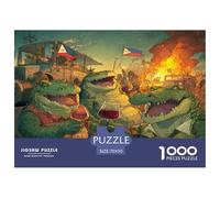 1000 Piece Wildlife Jigsaw Puzzles Great Gift for Adults Challenging Games Home Decoration Funny Alligator Jigsaw Puzzle for Women Men Adult 70x50cm/1000pcs