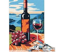 1000 Piece Wine And Grapes Still Life Creative Square Jigsaw Puzzles for Adults & Wooden Puzzles Educational Toys 1000pcs (75x50cm)