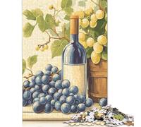 1000 Piece Wine Bottle And Grapes Still Life Creative Square Jigsaw Puzzles for Adults And Wooden Puzzles Toy Intellectual Game 1000pcs (75x50cm)