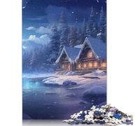 1000 Piece Winter Cabin on A Lake Adult Jigsaw Puzzle Puzzle Jigsaws for Adults Teenagers Age 12+ 1000pcs (75x50cm)