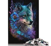 1000 Piece Wolf And Flowers Jigsaw Puzzles for Adults Jigsaw Puzzles Educational Game Challenge Toy 1000pcs (75x50cm)