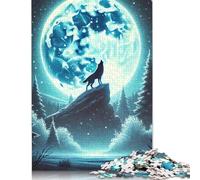 1000 Piece Wolf Howling Moon Jigsaw Puzzlesfor Adults Teenagers Puzzle Adult Jigsaw Puzzle Home Educational Games DIY Toys 38x26cm/1000pcs