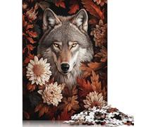 1000 Piece Wolf in Autumn Leaves Jigsaw Puzzle for Adult Teenagers Paper Learning Educational Toys 38x26cm/1000pcs