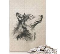 1000 Piece Wolf in Charcoal Art Jigsaw Puzzles for Adults Paper Puzzle for Adults And Teenager Educational Puzzle 1000pcs (75x50cm)