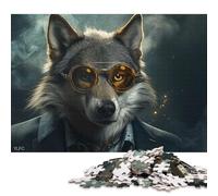 1000 Piece Wolf in Sunglasses Square Puzzles for Adults & Wooden Puzzles Educational Game 1000pcs (75x50cm)