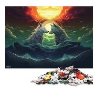 1000 Piece Wolves Under Moonlight Puzzles for Adults & Paper Puzzles Educational Puzzle Family Game 38x26cm/1000pcs