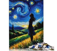 1000 Piece Woman Gazing at Starry Night Painting Jigsaw Puzzles for Adult Teenagers Wooden Puzzle Adult Jigsaw Puzzle Puzzle for Adults And Teenager 1000pcs (75x50cm)