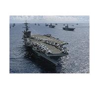 1000 Piece Wood Jigsaw Puzzle for Adults, Aircraft Carrier USS Abraham Lincoln CVN 72, RIMPAC Maritime Scene, Detailed Naval Art