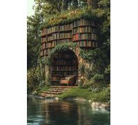 1000 Piece Wood Jigsaw Puzzle for Adults Bookshelf Blends With Creek Woodland Library Nook Forms Hanging Wall Artwork