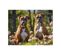 1000 Piece Wood Jigsaw Puzzle for Adults, Boxer Dog in Flowers Artwork, Challenging Brain Teaser, Stress Relief DIY Leisure Activity, Home Aesthetic Wall Decor