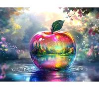 1000 Piece Wood Jigsaw Puzzle for Adults, Fantasy Color Apple Secret Realm Artwork, Challenging Brain Teaser, Stress Relief DIY Leisure Activity, Home Aesthetic Wall Decor