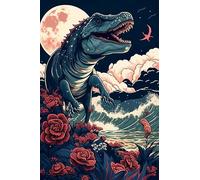 1000 Piece Wood Jigsaw Puzzle for Adults Tyrannosaurus Rex Rendered In Bold Prehistoric Styling Primeval Dinosaur Mural