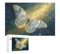 1000 Piece Wooden Butterfly Puzzle for Adults - Golden Abstract Art Puzzle - Relaxing, Decorative, and Great for Mental Focus